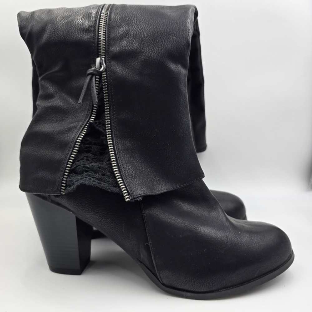 Torrid Black Knee-High Boots – Crochet Lace Detail, Size 11.5W Wide Calf, NWT